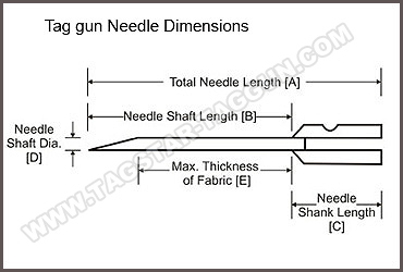 Tag gun needle dimensions